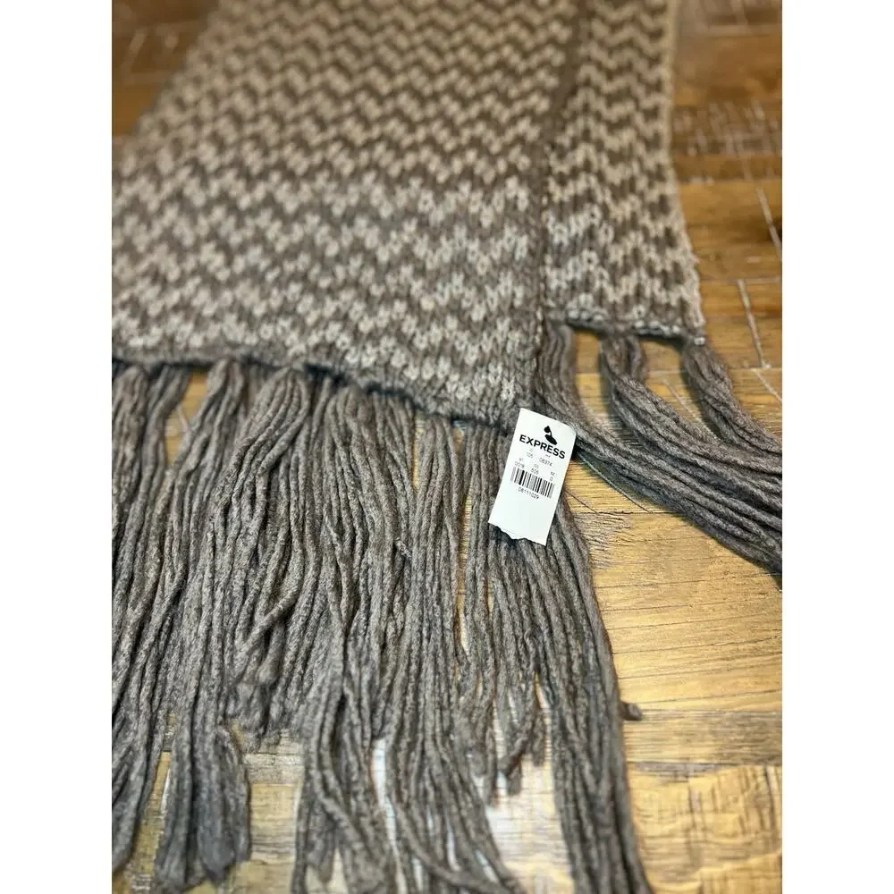 Express Women’s Knit Scarf NWT Gold Embellishments Some Snags Fringe On Ends
